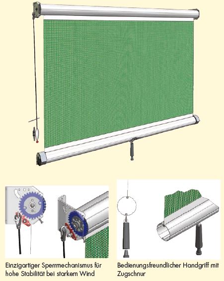 PATURA Windschutz-Zugrollo 3,50 Meter Breite