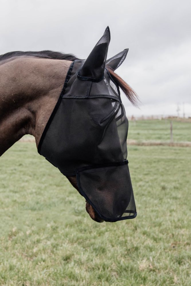 KENTUCKY® HORSEWEAR Fliegenmaske mit Ohren- und Nüsternschutz, schwarz
