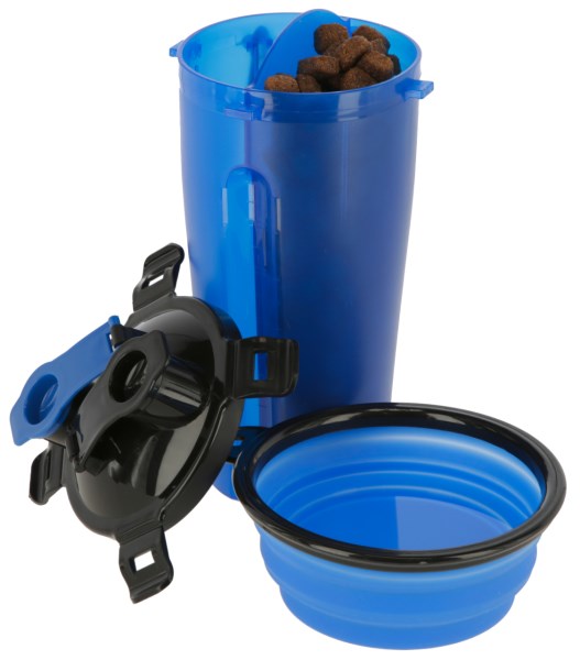 KERBL Futter- und Wasserbehälter 2x350ml, inkl. Reisenapf, blau