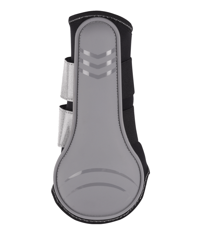 WALDHAUSEN REFLEX Gamasche, silbergrau WALDHAUSEN REFLEX Gamasche in Silbergrau, Frontansicht mit reflektierenden Elementen und silbernen Klettbändern.