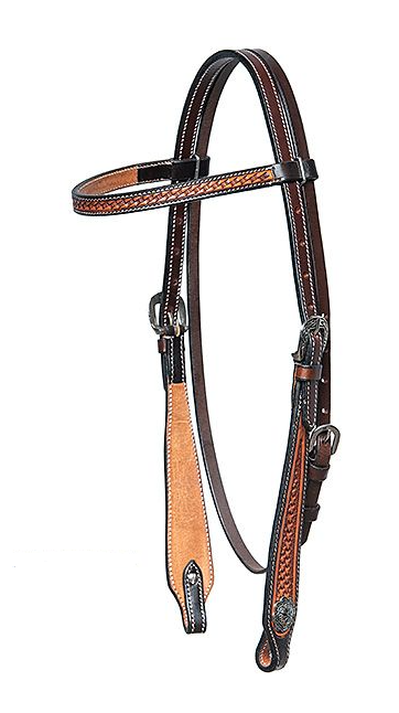 WESTERN IMPORTS® TWO TONE HEADSTALL, BASKET TOOLED