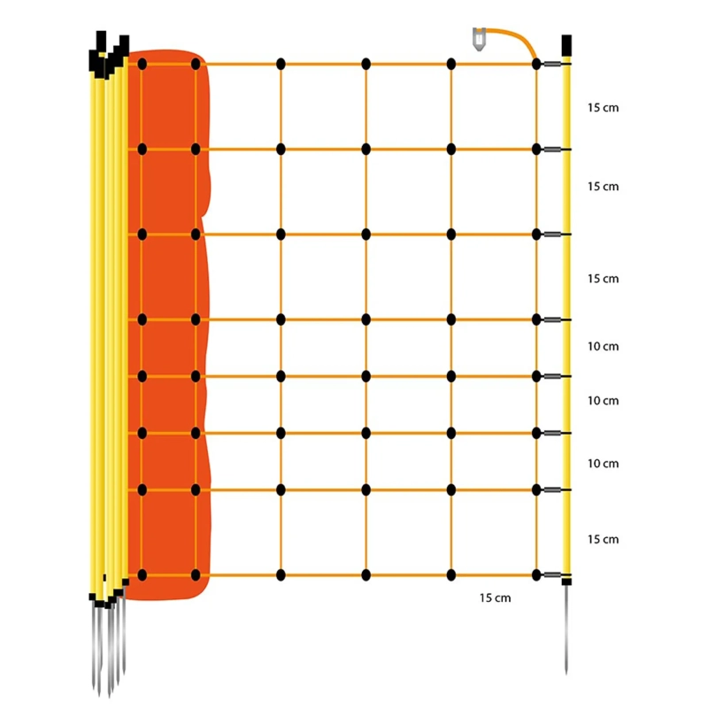 GALLAGHER Schafsnetz, 90 cm, 50 m, gelbe Pfähle