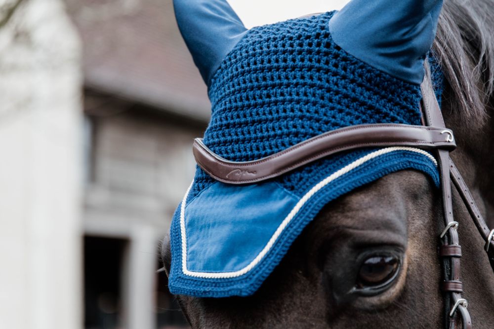 KENTUCKY® HORSEWEAR Fliegenhaube Wellington Basic Velvet, marine