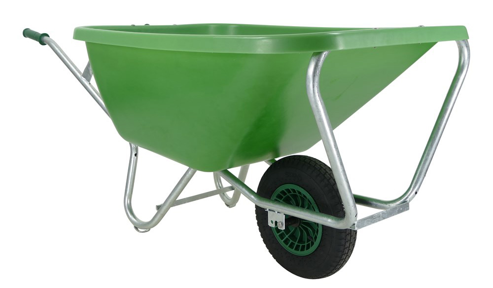 FOXWINKEL Großmulden-Schubkarre 200 Liter - Kunststofffelge mit Nadellager