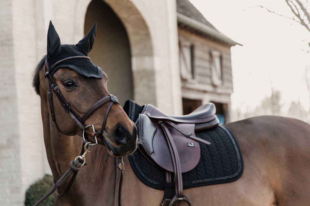 KENTUCKY® HORSEWEAR Fliegenhaube Wellington Glitter Stone, schwarz