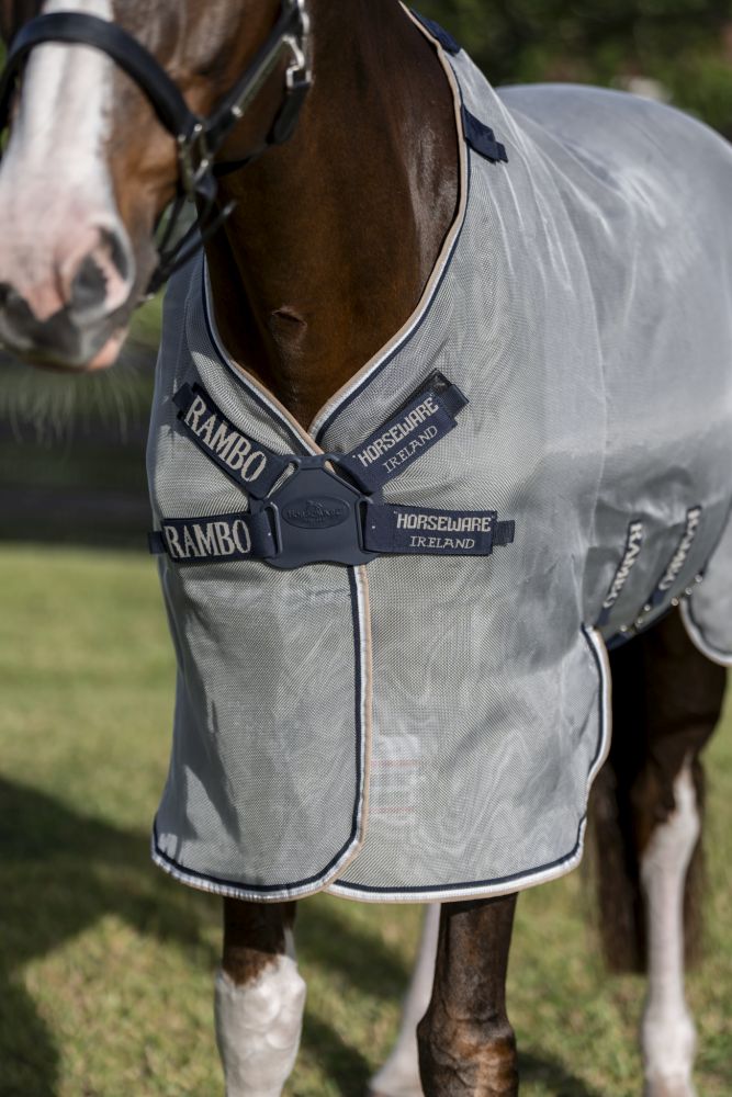 HORSEWARE® Fliegendecke Rambo® Protector mit Disk Front, navy/thunderstorm
