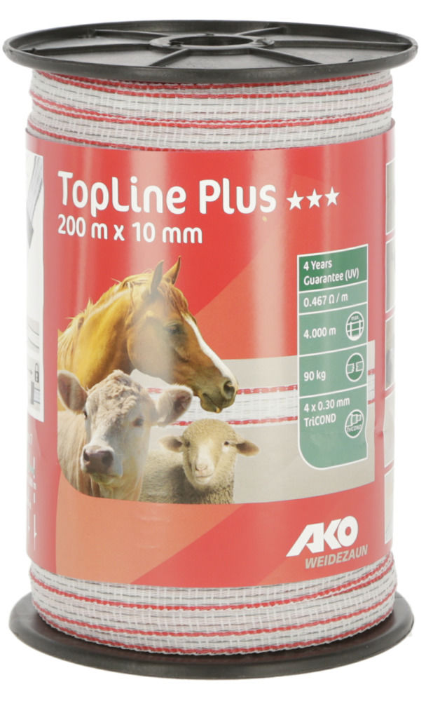 AKO TopLine Plus Weidezaunband weiß/rot, Breite 10 mm