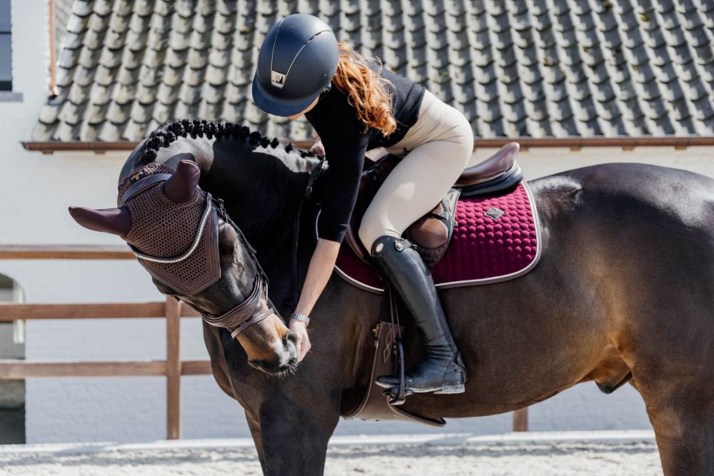 KENTUCKY® HORSEWEAR Fliegenhaube Wellington Leder Soundless, braun
