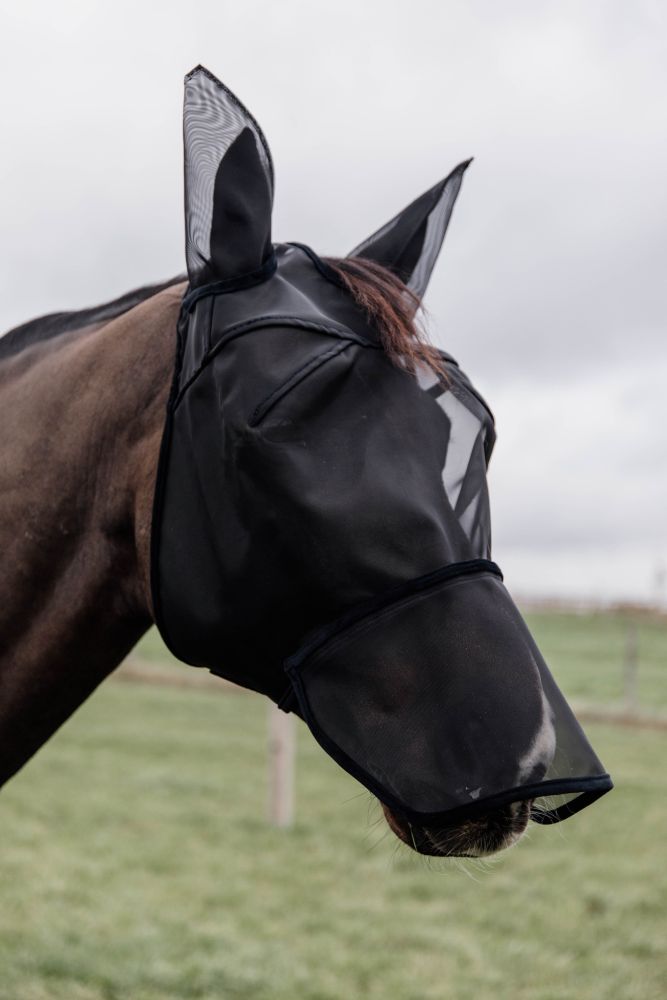 KENTUCKY® HORSEWEAR Fliegenmaske mit Ohren- und Nüsternschutz, schwarz