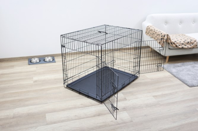 KERBL Gittertransportbox, klappbar, schwarz, 2 Türen