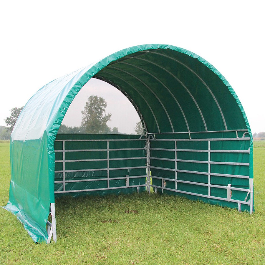 GROWI® Rundbogen-Weidezelt 3,60 x 3,60 x 3,25 m mit Tor