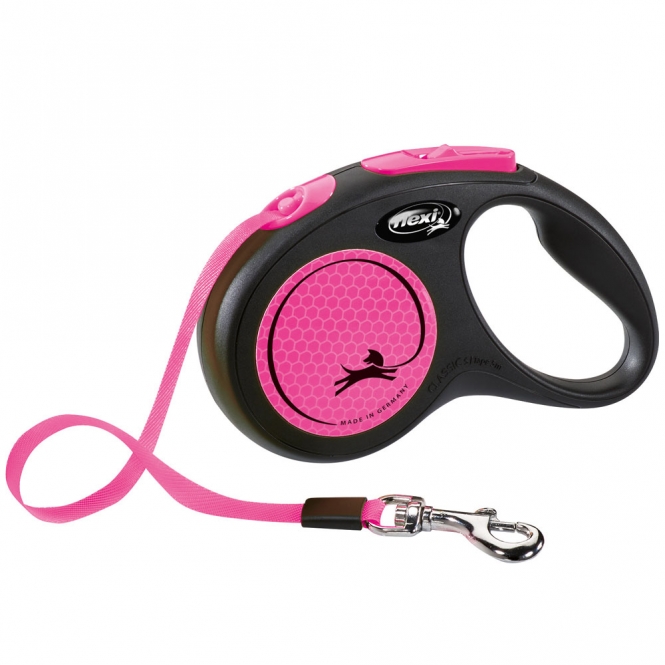 Flexi New Classic Neon Gurt-Roll-Leine Pink