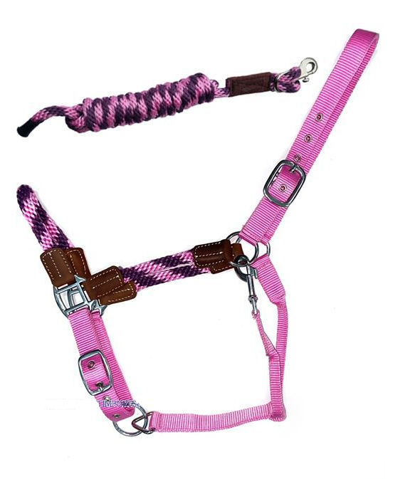 WESTERN IMPORTS® HYBRID ROPE HALTER, pink-burgunder