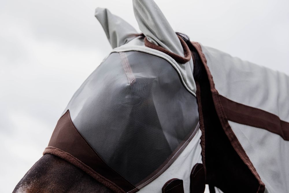 KENTUCKY® HORSEWEAR Fliegenmaske Classic mit Ohren, silber