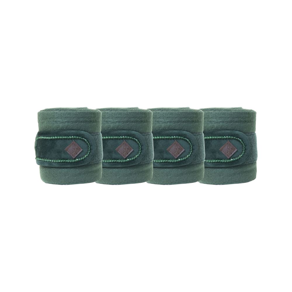 KENTUCKY® HORSEWEAR Fleece-Bandagen Velvet Pearls, 4er-Set, pinien-grün
