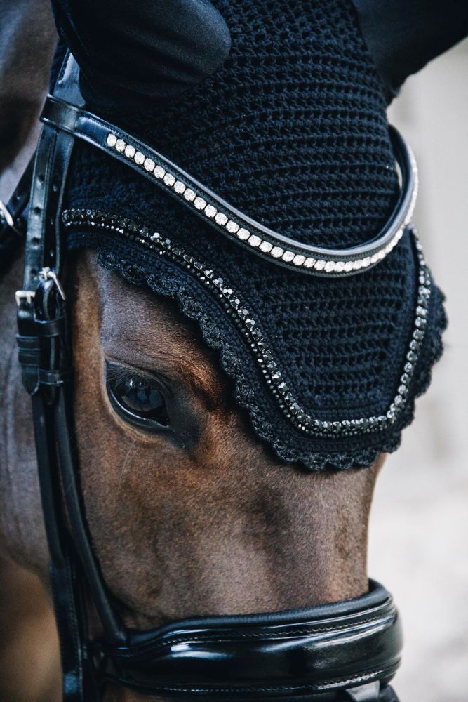 KENTUCKY® HORSEWEAR Fliegenhaube Wellington Stone & Pearl, schwarz