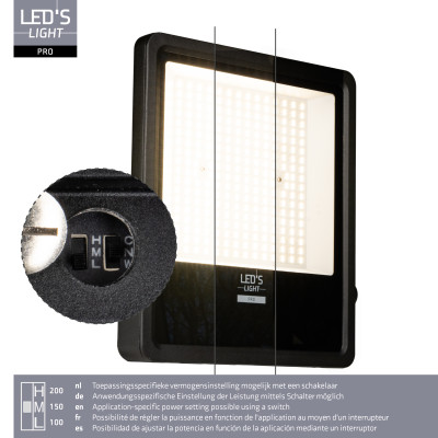 SHADA Flutlicht - 200 W 30.000 lm 3.000 K/4.000 K/5.000 K - San'an LED - schwarz 