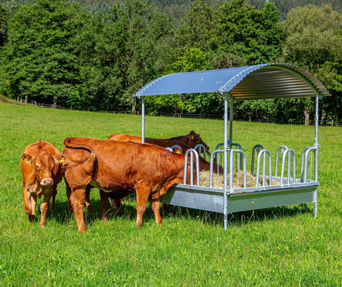 STALLBEDARF24 Viereckraufe mit Palisadenfressgittern