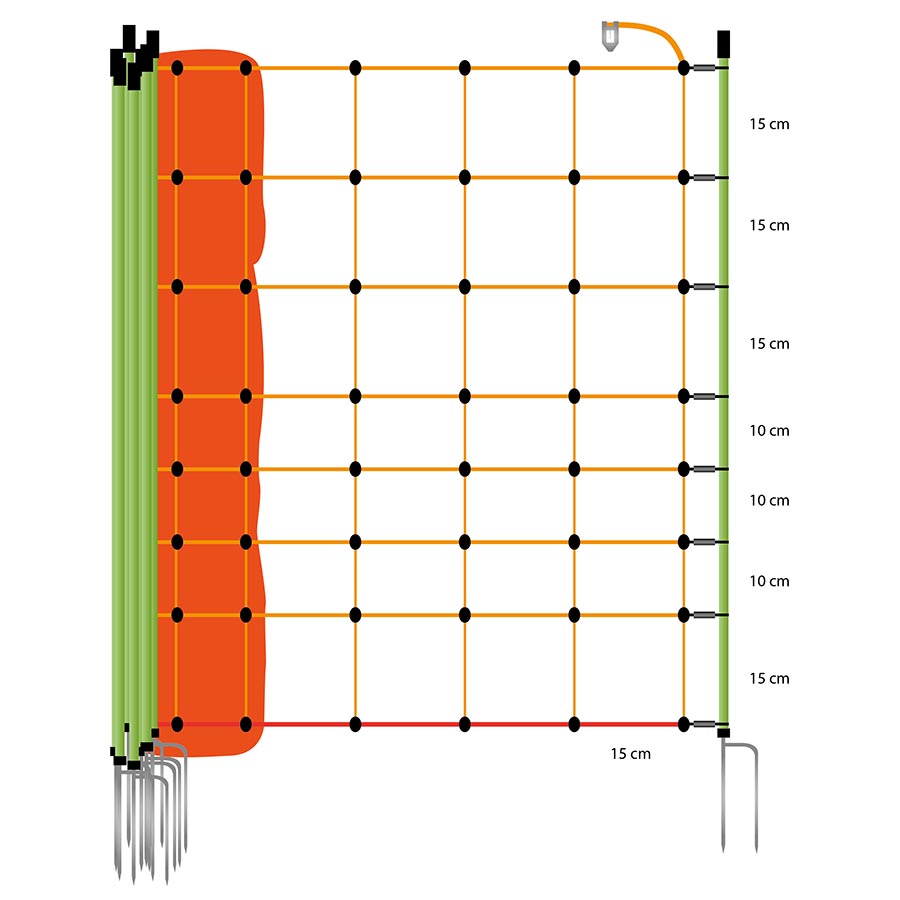 GALLAGHER Schafsnetz, mit Wildverbiss, doppelter Erdstab, 90 cm, 50 m
