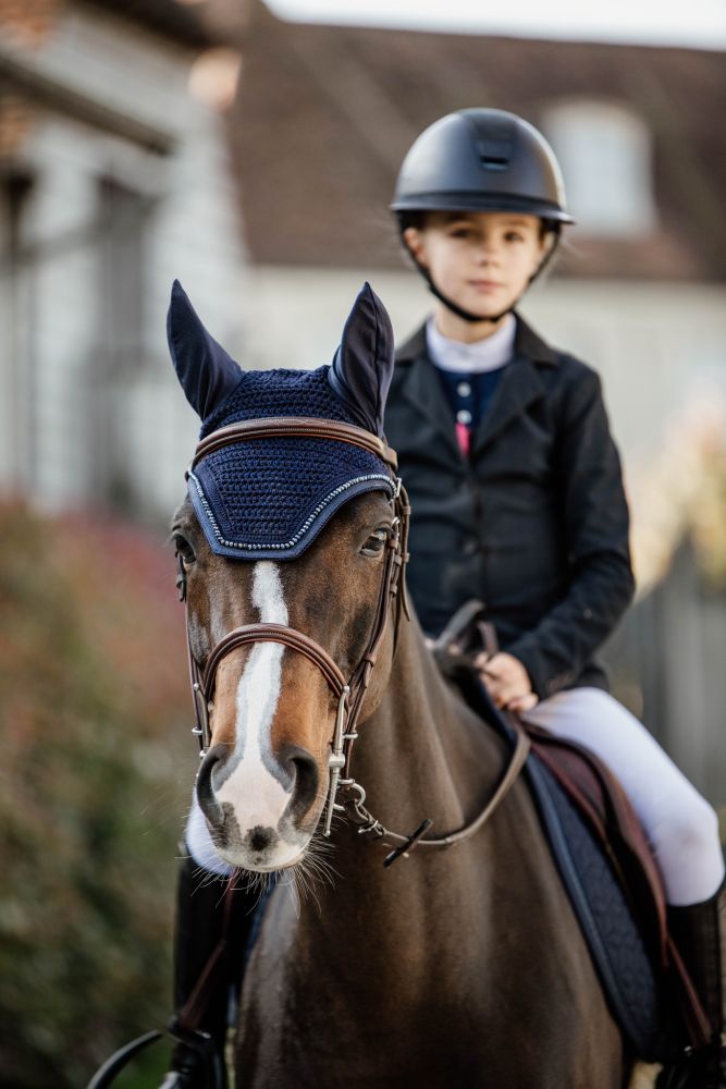 KENTUCKY® HORSEWEAR Fliegenhaube Wellington mit Glitzereinfassung, marine