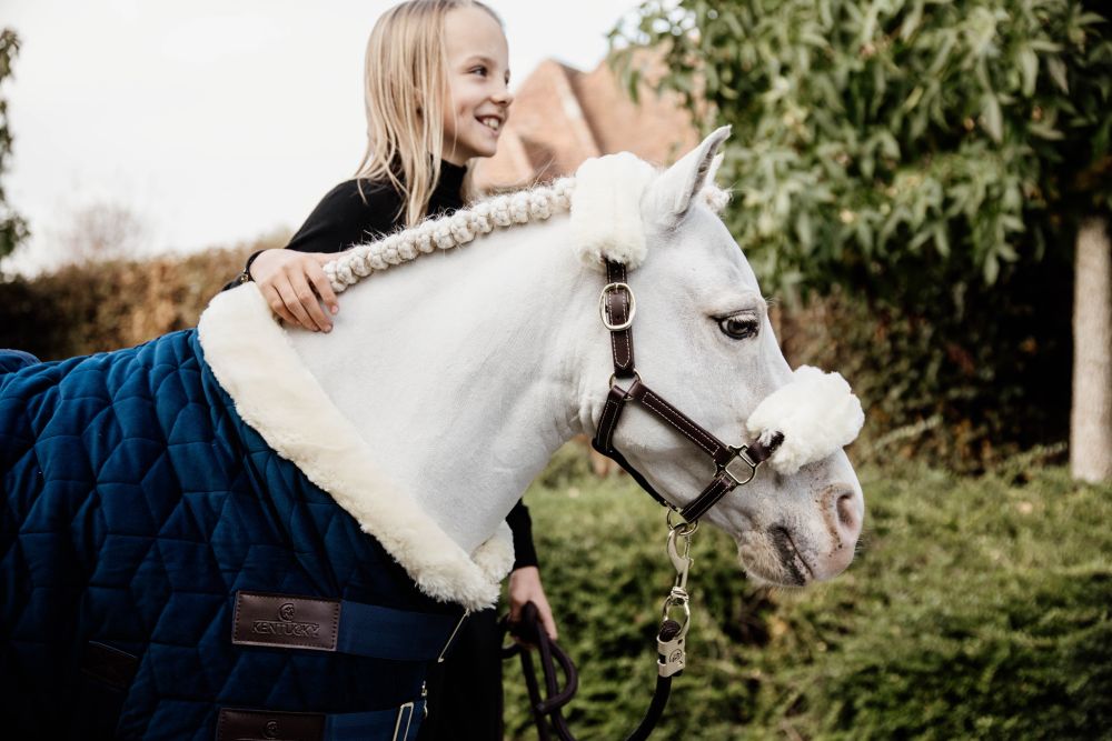 KENTUCKY® HORSEWEAR Pony-Lederhalfter mit Schaffell