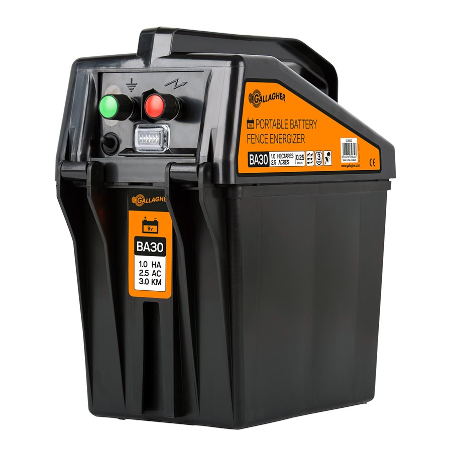 GALLAGHER BA30 9 V Batterie-Weidezaungerät (9 V/12 V) mit gratis 55 Ah Batterie