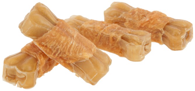 KERBL Rinderhaut Kauknochen mit Hähnchenbrust, 4 Stück, 120g