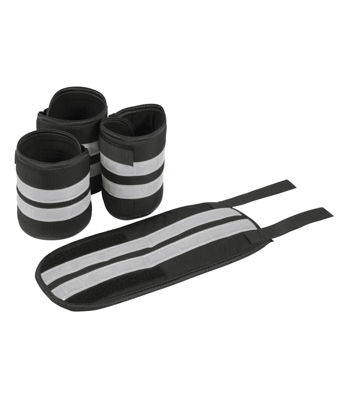 Waldhausen Reflex-Bandagen-Set in Schwarz mit silbernen, reflektierenden Streifen und Klettverschluss