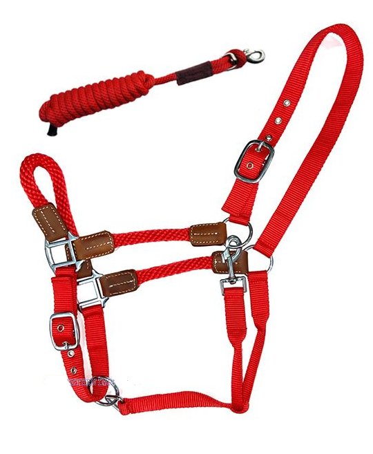 WESTERN IMPORTS® HYBRID ROPE HALTER, purpurrot