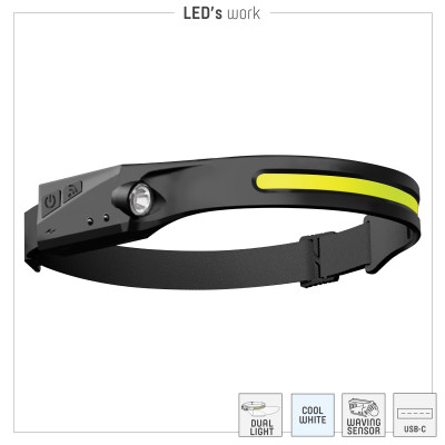 SHADA Stirnlampe - 300 lm 7.000 K Lithium-Ionen 4,44 Wh