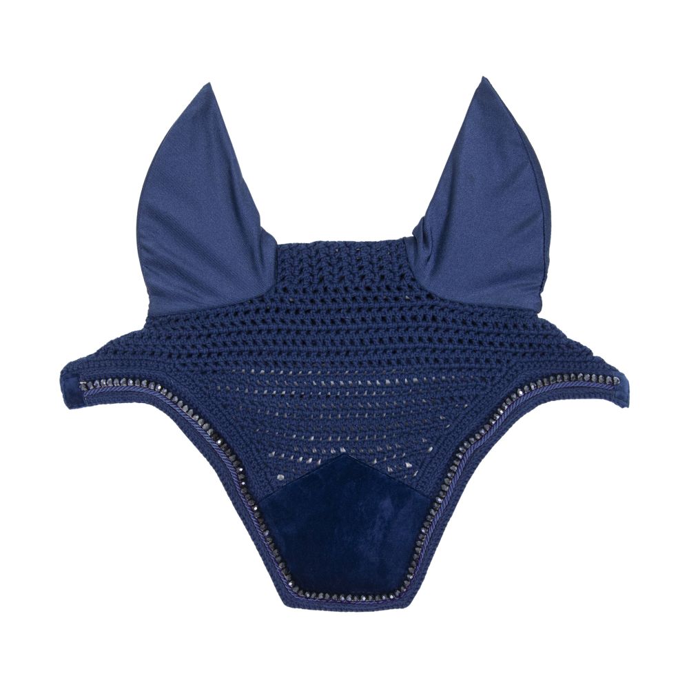 KENTUCKY® HORSEWEAR Fliegenhaube Wellington Velvet Pearls, marine