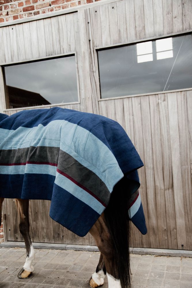 KENTUCKY® HORSEWEAR Fleecedecke Square Stripes Heavy, marine/grau