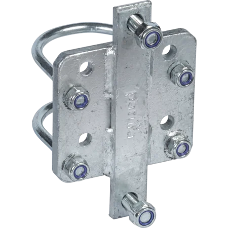 Verzinkter PATURA Adapter für Riegelverschluss, komplett mit U-Bügel, Montageplatte und selbstsichernden Muttern.