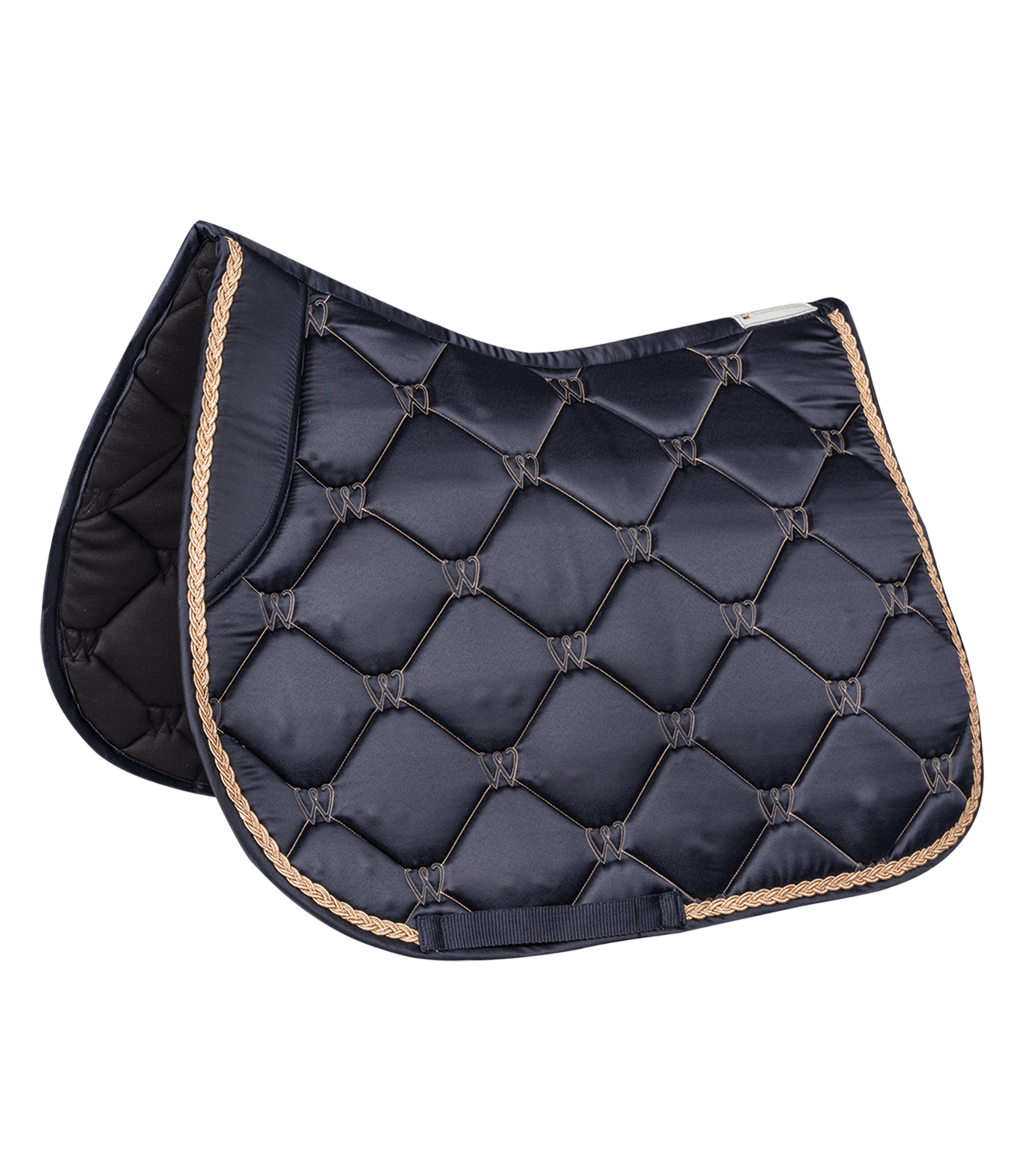 WALDHAUSEN Schabracke Valencia Vielseitigkeit, dunkelblau/roségold WALDHAUSEN Schabracke Valencia Vielseitigkeit in Dunkelblau mit glänzender Rautensteppung und roségoldener Kordel.