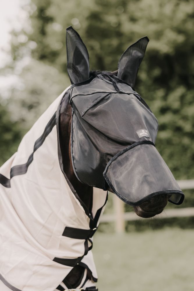 KENTUCKY® HORSEWEAR Fliegenmaske mit Ohren- und Nüsternschutz, schwarz