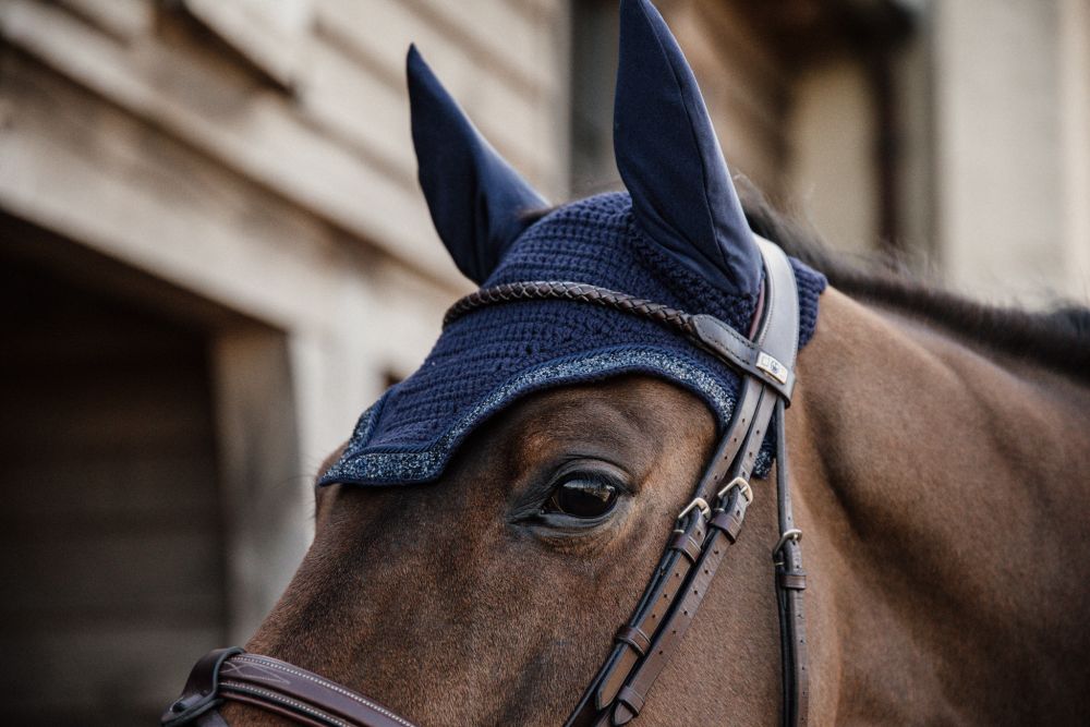 KENTUCKY® HORSEWEAR Fliegenhaube Wellington Glitter Stone, marine