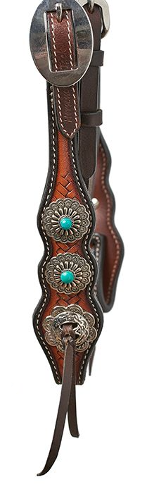 WESTERN IMPORTS® HORSEMAN´S TACK OLDSTYLE HEADSTALL w./ NAVAJO CONCHAS