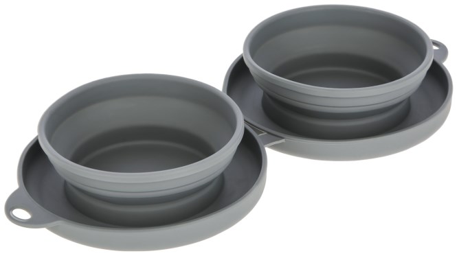 KERBL Faltbarer Reisenapf, grau, 2 x 300 ml
