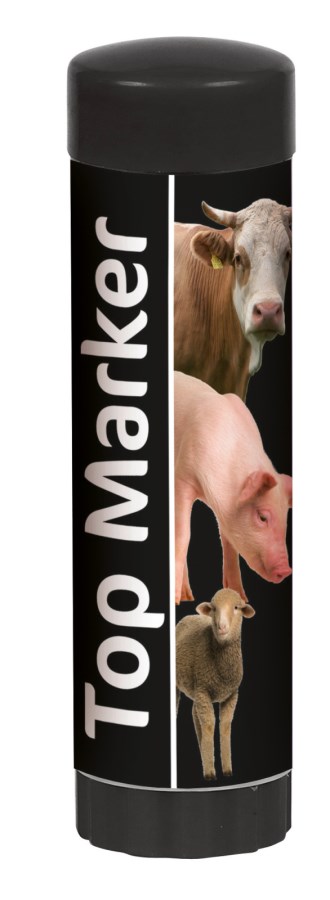 Schwarzer Kerbl Viehzeichenstift TopMarker in Kunststoffhülse zur Kennzeichnung von Rind, Schwein und Schaf.