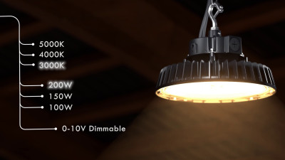 SHADA Hallenstrahler High Bay - 200W 30000lm 3000K/4000K/5000K - Lumileds LED - Sosen Driver - schwarz