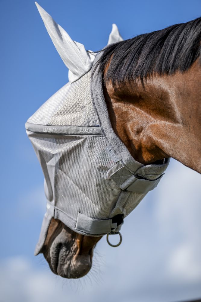 HORSEWARE® Rambo® Flymask, silver/titanium