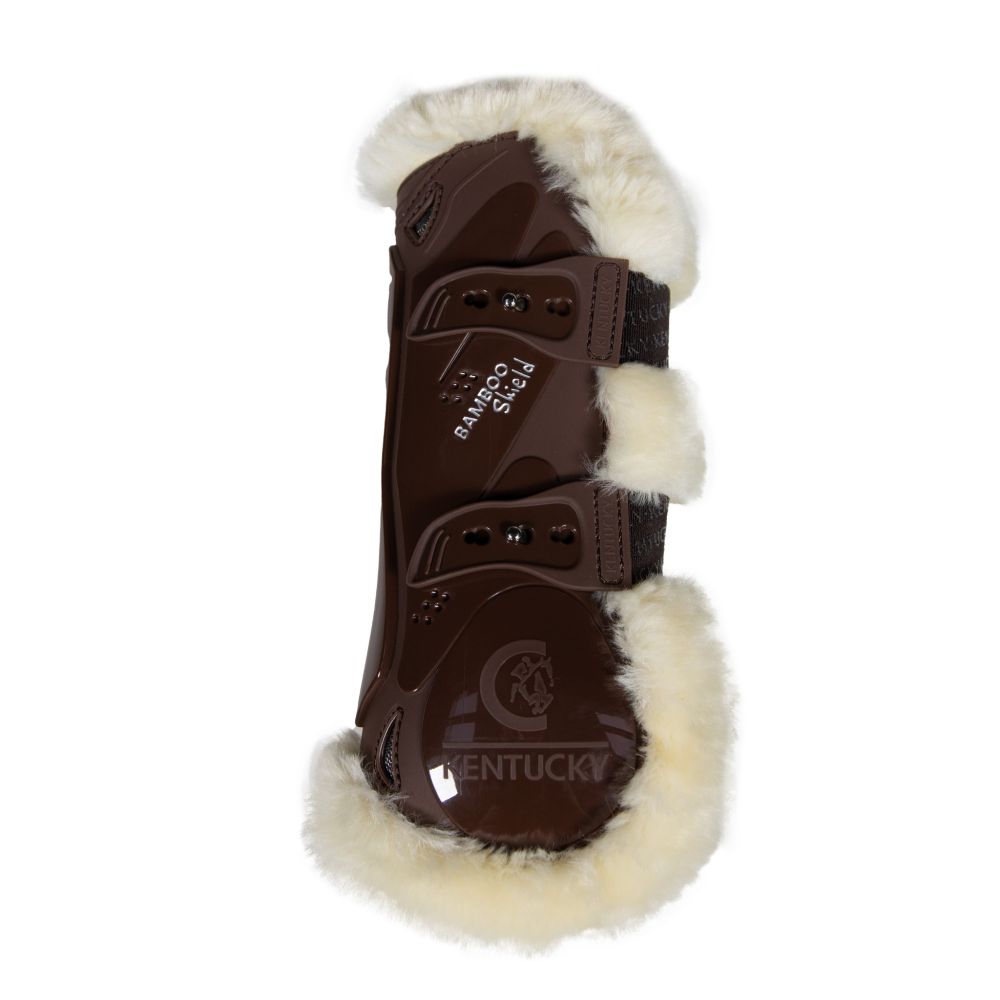 KENTUCKY® HORSEWEAR vegane Lammfell-Springgamasche Bamboo Elastic, braun