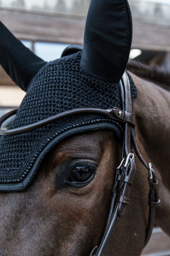 KENTUCKY® HORSEWEAR Fliegenhaube Wellington Glitter Stone Soundless, schwarz