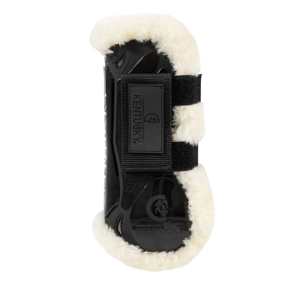 KENTUCKY® HORSEWEAR vegane Lammfell-Springgamasche Velcro, schwarz