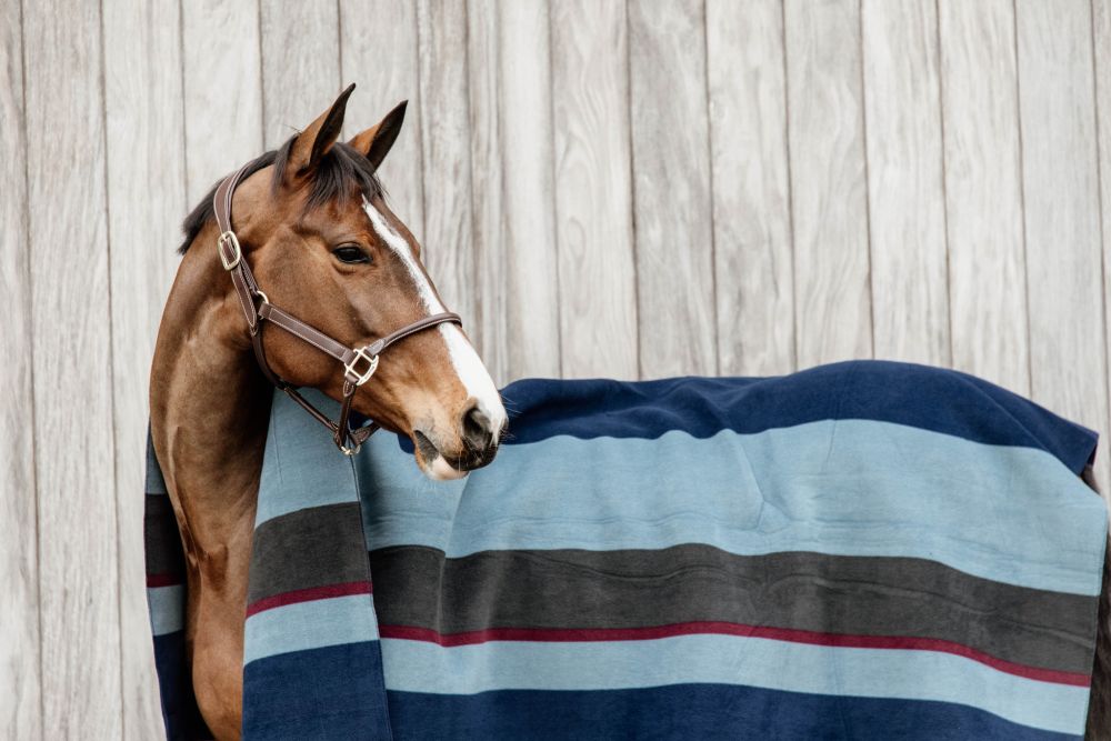 KENTUCKY® HORSEWEAR Fleecedecke Square Stripes Heavy, marine/grau