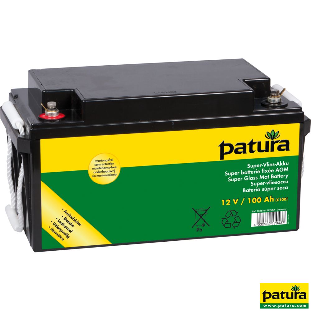 PATURA Sicherheitsbox, mit P 3800 Weidezaungerät + Solarmodul 55 Watt + Super-Vlies-Akku 100 Ah