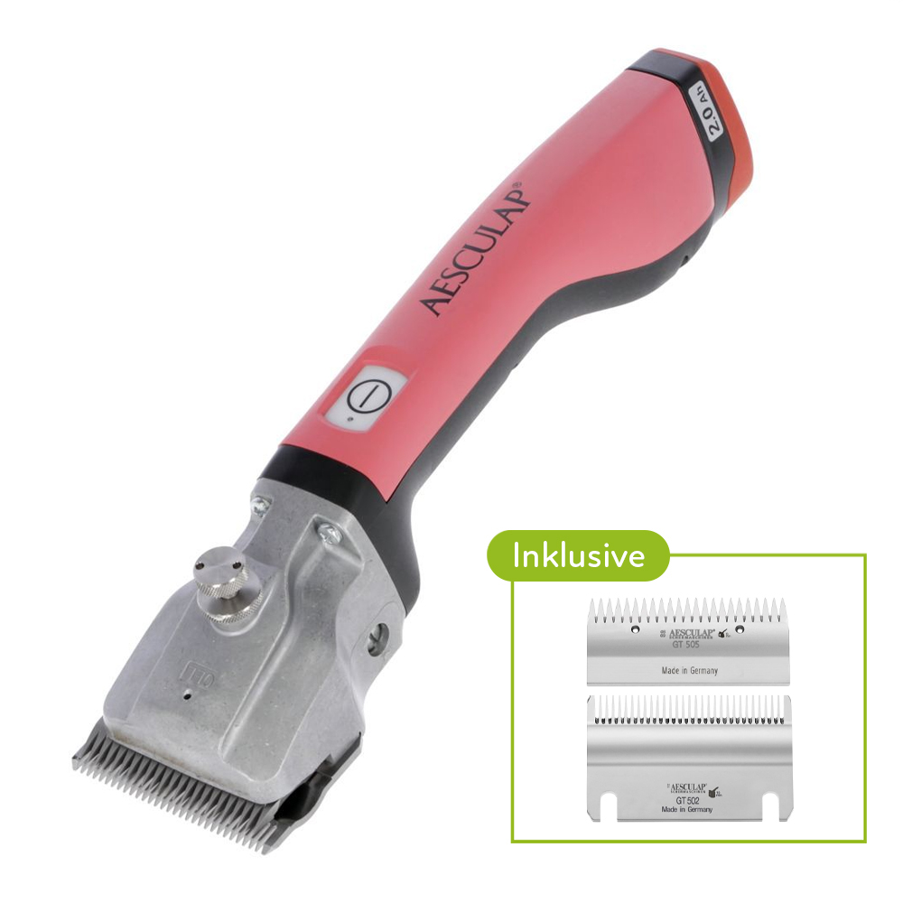 AESCULAP Bonum Akkuschermaschine für Pferde mit Messer-Set GT502, GT505, rosa