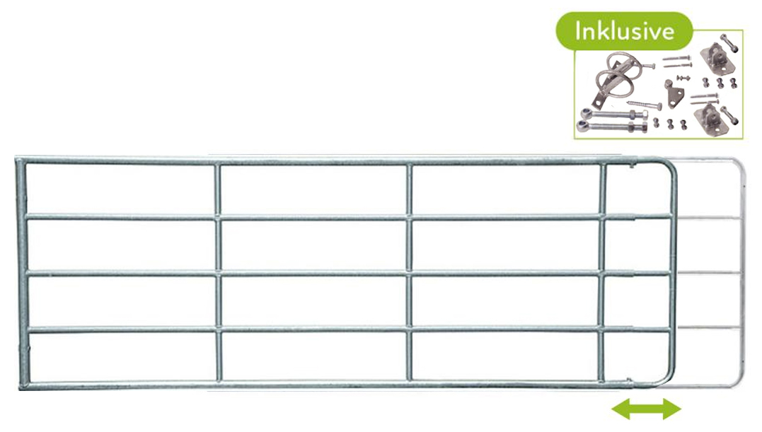 STALLBEDARF24 Weidetor verstellbar - Höhe 110 cm; Breite 1,45 - 2,00 m, inkl. Montageset