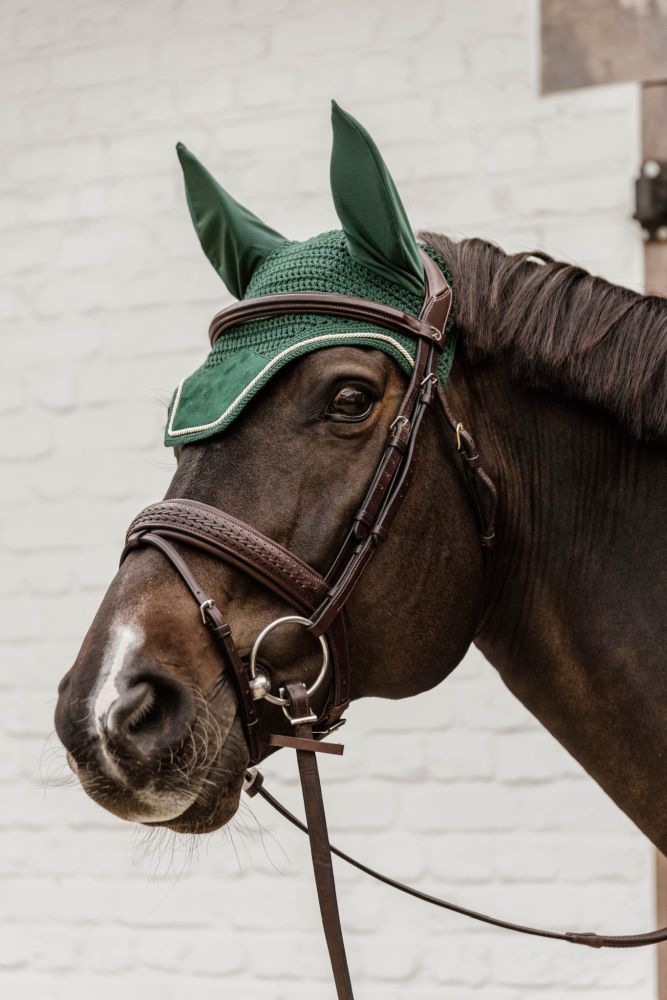 KENTUCKY® HORSEWEAR Fliegenhaube Wellington Velvet, dunkelgrün