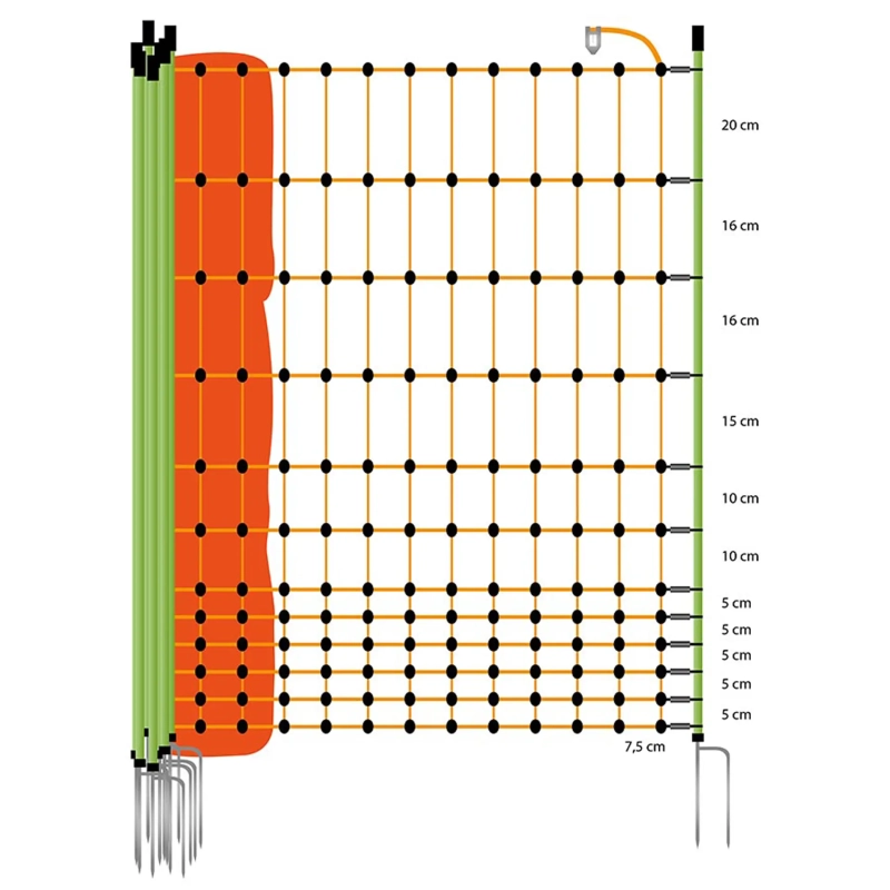 GALLAGHER Hühnernetz, orange, 112 cm, 50 m